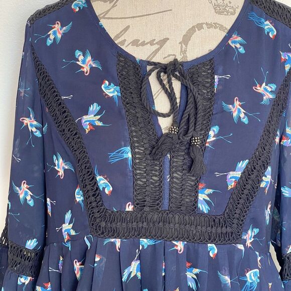 Daniel Rainn Blouse Size Large Long Sleeve Bell Peasant Bohomenia Bohowestern - Picture 5 of 12